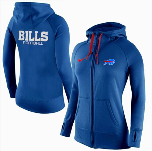 Women's Nike Buffalo Bills Full-Zip Performance Hoodie Blue - Click Image to Close
